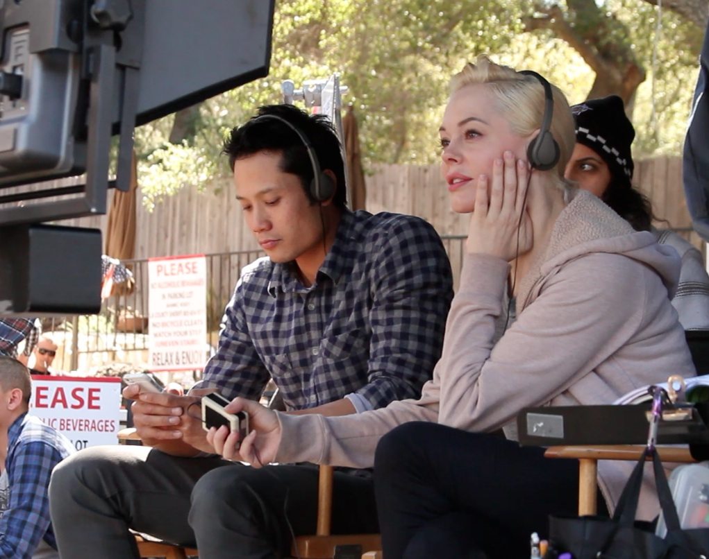 Rose McGowan on the set of "Dawn"