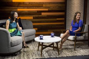 Host Illeana Douglas talking with President of Women in Film Los Angeles Cathy Schulman. Courtesy of TCM.