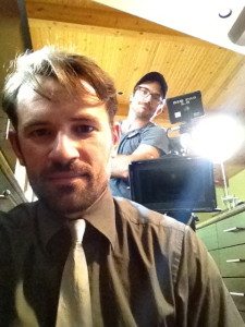 Actor Ryan Schwartzman & 1st AC Danny Brown on the set of “Gordon Family Tree”