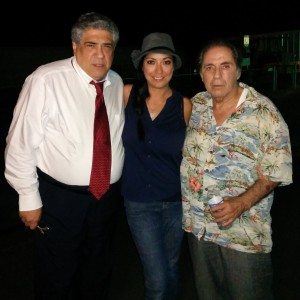 Renee Garcia on set on the film “Papa” with Vincent Pastore and David Proval, who both starred in "The Sopranos"